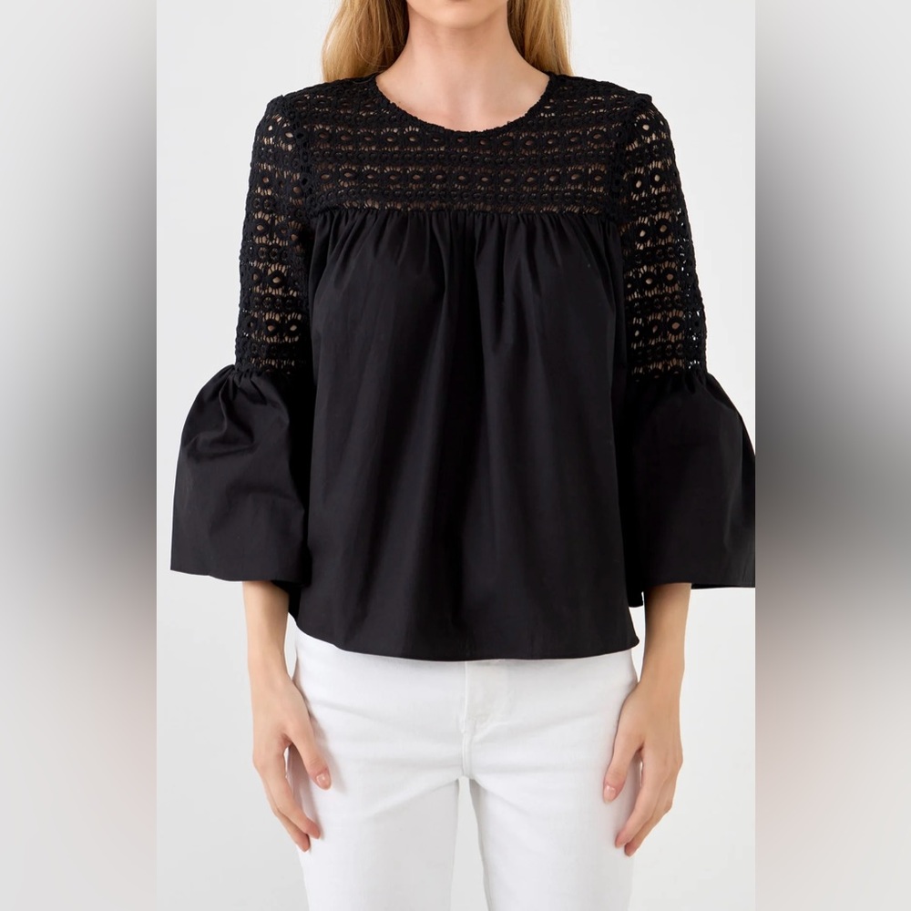 Endless Rose Intricate Black Crochet Top